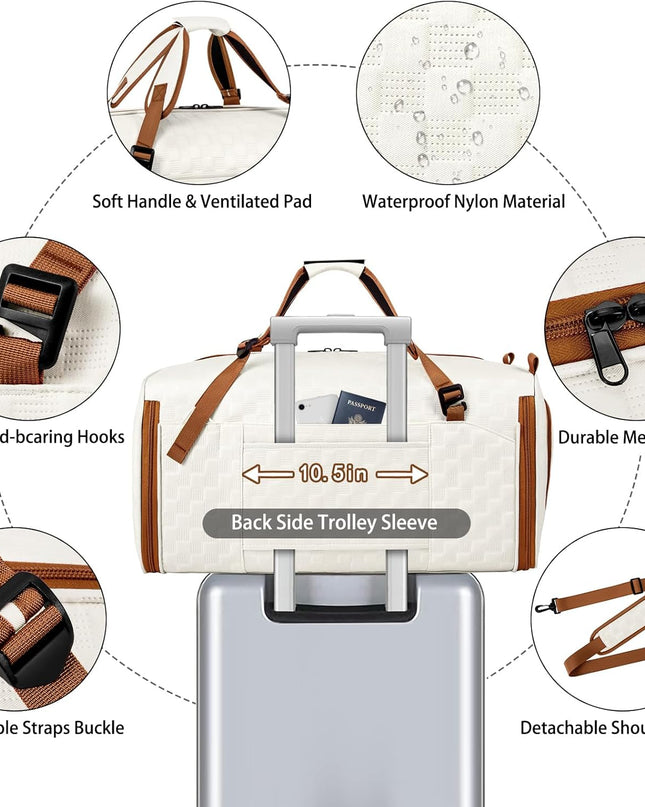 Convertible Garment Bags for Travel - Carry on Garment Duffle Bag with Backpack Straps for Men Women, 4 in 1 Large Travel Duffel Bags with Shoes Compartment Hanging Suit Dress Weekender Bag 3pcs Set