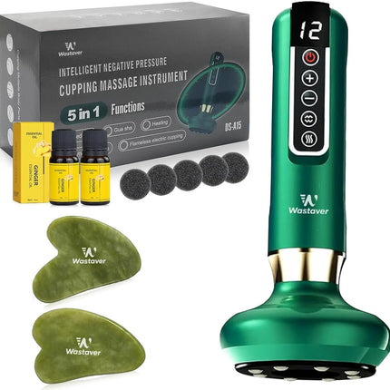 5 in1 Cellulite Massage Tool,Cellulite Massager Electric Fat Remover with 12 Suction Modes,Rechargeable & Cordless,Intelligent Cupping Massager for Arms,Legs,Back Used at Home