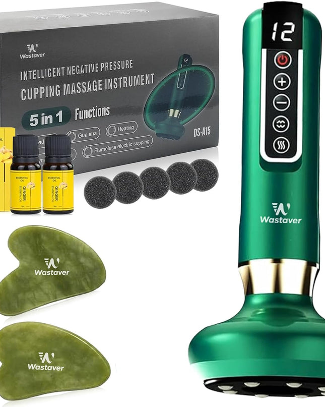5 in1 Cellulite Massage Tool,Cellulite Massager Electric Fat Remover with 12 Suction Modes,Rechargeable & Cordless,Intelligent Cupping Massager for Arms,Legs,Back Used at Home