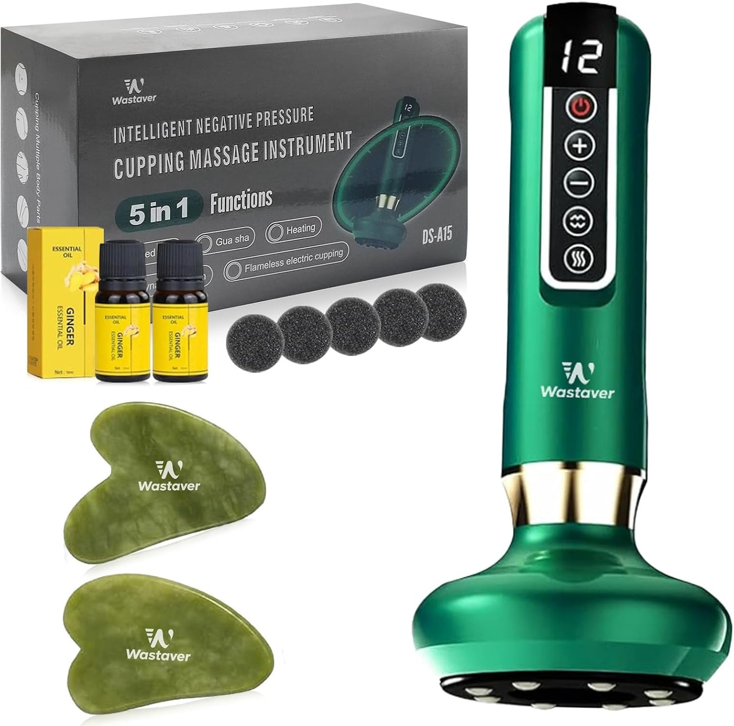 5 in1 Cellulite Massage Tool,Cellulite Massager Electric Fat Remover with 12 Suction Modes,Rechargeable & Cordless,Intelligent Cupping Massager for Arms,Legs,Back Used at Home