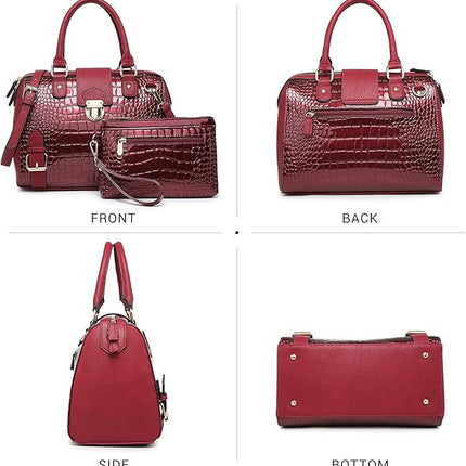 Dasein Women Barrel Handbags Purses Fashion Satchel Bags Top Handle Shoulder Bags Vegan Leather Work Bag