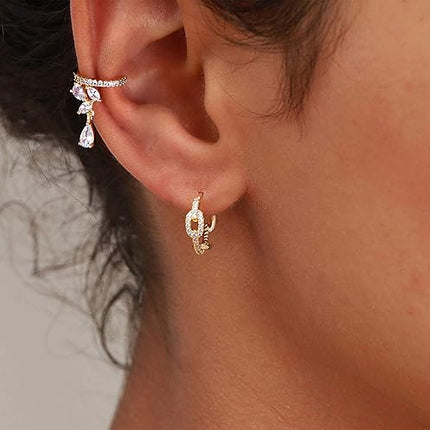 VACRONA Cubic Zirconia Huggie Earrings 14k Gold Plated Tiny Earrings Small Huggie Hoop Earrings Simple Lightweight Hoops Gift for Women