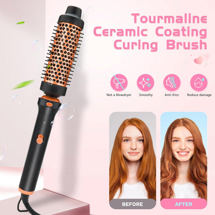 GSKY 5 in 1 Hair Curling Irons, Curling Iron Wand 5Pcs 0.5 to 1.25 Inch with Thermal Brush, Interchangeable Ceramic Barrel with Case Heat Protective Glove 2 Clips, Dual Voltage Hair Curler