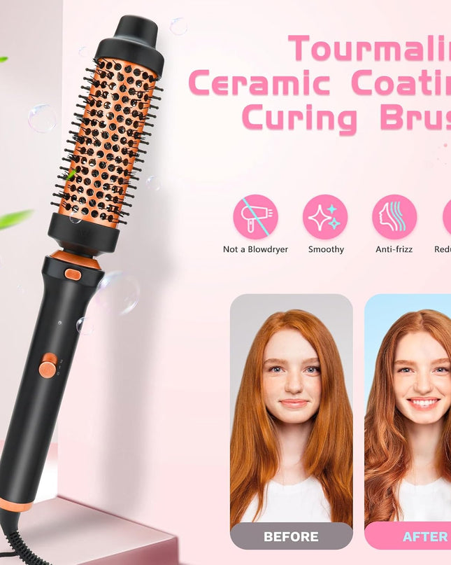 GSKY 5 in 1 Hair Curling Irons, Curling Iron Wand 5Pcs 0.5 to 1.25 Inch with Thermal Brush, Interchangeable Ceramic Barrel with Case Heat Protective Glove 2 Clips, Dual Voltage Hair Curler