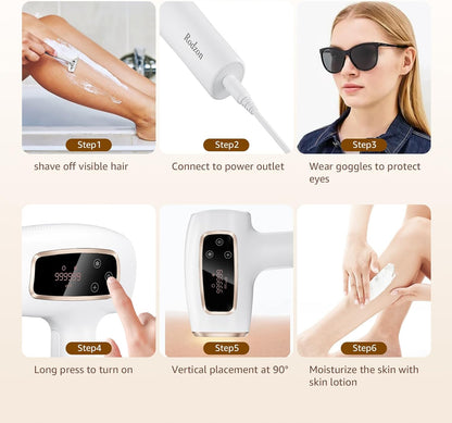 Ipl Laser Hair Removal ，Hair Removal Device with Painless Care Function for Women ，IPL Hair Remover for Facial Armpits Legs Arms Bikini Line (Purple) (White)