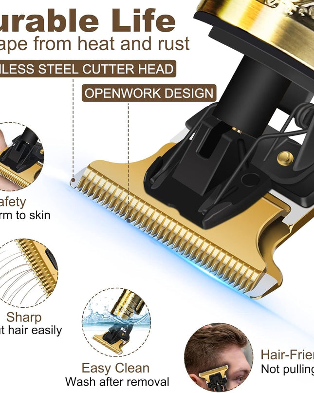 YOGINGO Professional Hair Trimmer for Men, Cordless Rechargeable Beard Trimmer Hair Clippers for Men, Metal Body Cutting Grooming Kit, Beard Shaver Barbershop, Bronze