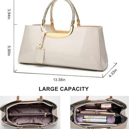 jessie Patent Leather Structured Shoulder Handbag Women Evening Party Satchel Crossbody Top Handle Bags