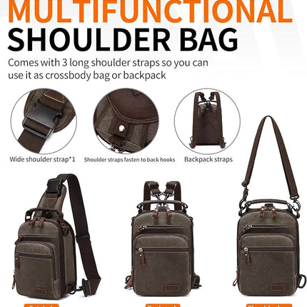 Nerlion Sling Bag for Men Waxed Canvas Crossbody Bag Chest Bag Water Resistant Shoulder Bag Casual Daypack