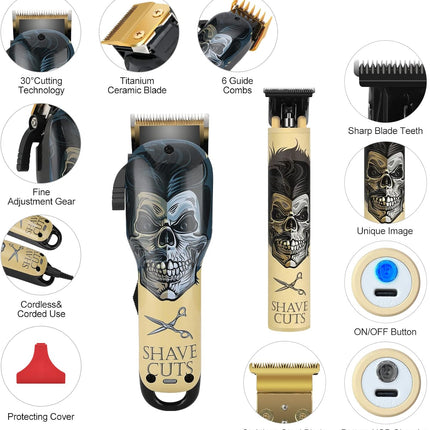 BESTBOMG® Professional Hair Clippers for Men, Clipper & Trimmer Set, Yellow
