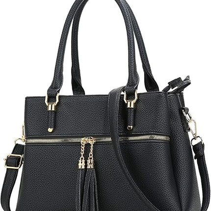 KKXIU Women Satchel Bags Handle Shoulder Handbags and Purses Pockets Zipper Leather Crossbody Bags