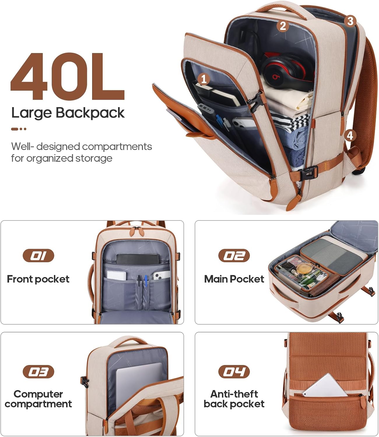 UKEIN Luggage Sets 3 Piece, Carry On Luggage 20In With Spinner Wheels,PC Hardside Suitcase Set with TSA Lock,Durable Carry On Suitcase With Travel Backpack...