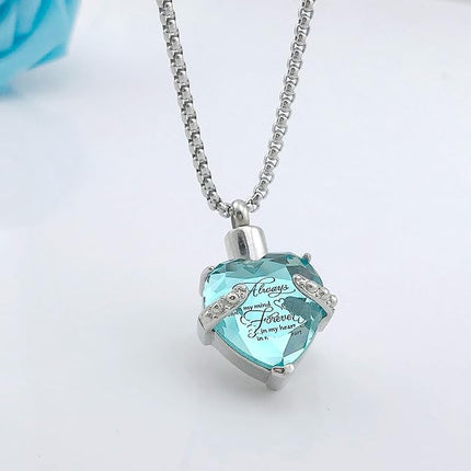 YOUFENG Birthstones Heart Cremation Pendant Urn Necklaces for Ashes Urns for Human Ashes Memorial Locket Keepsake Ashes Jewelry with Fill Kit