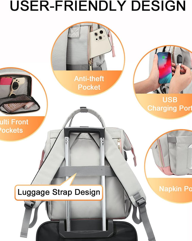 LOVEVOOK Laptop Backpack for Women Fashion Travel Backpack Purse 15.6 Inch Large Capacity Work Backpack Nurse Teacher Bag with USB Port
