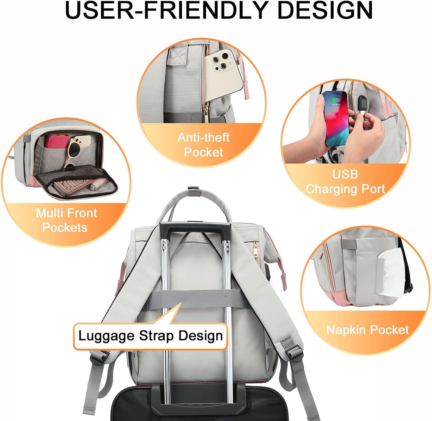 LOVEVOOK Laptop Backpack for Women Fashion Travel Backpack Purse 15.6 Inch Large Capacity Work Backpack Nurse Teacher Bag with USB Port