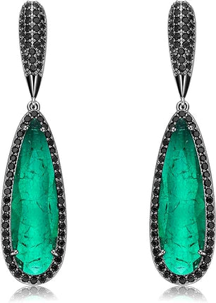 Crystal Teardrop Dangle Earrings for Women Vintage Emerald green drop Earrings for Women Girls Mom Wife Prom