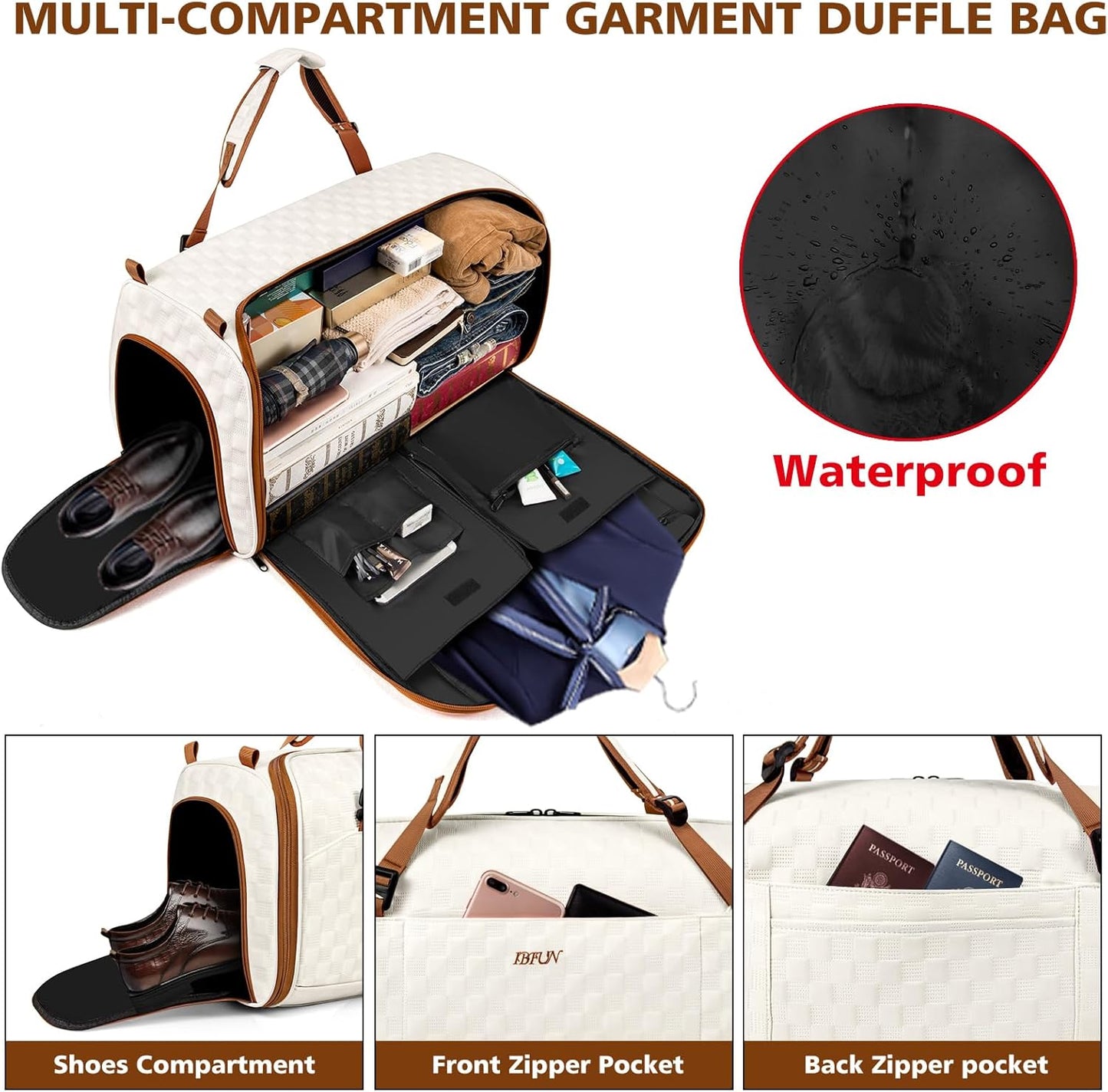 Convertible Garment Bags for Travel - Carry on Garment Duffle Bag with Backpack Straps for Men Women, 4 in 1 Large Travel Duffel Bags with Shoes Compartment Hanging Suit Dress Weekender Bag 3pcs Set