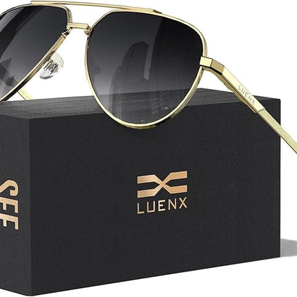 LUENX Aviator Sunglasses for Men Women Polarized Trendy Sun Shades UV 400 Protection
