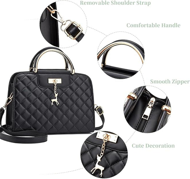 I IHAYNER Purses and Handbags for Women Plaid Satchel Shoulder Bag Top Handle Tote Bag Zipper Crossbody Purse