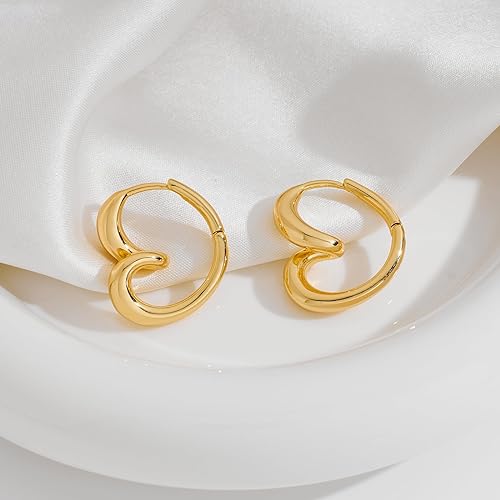 MUYAN Gold Twisted Heart Hoop Earrings for Women Stylish Wavy Heart Huggie Hoop Earrings Jewelry Gift