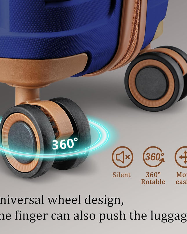 Joyway Luggage Sets 5 Piece PP Hardshell Carry on Suitcase, Travel Lightweight Carry-on with Double Spinner Wheels and TSA Lock, Blue