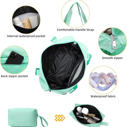 LARVENDER Luggage Sets 5 Piece with Duffel Bag Expandable(Only 28 inch) Hardside PP Carry On Luggage with 360° Spinner Wheels TSA Lock Luggage Sets for Women, Seafoam Green