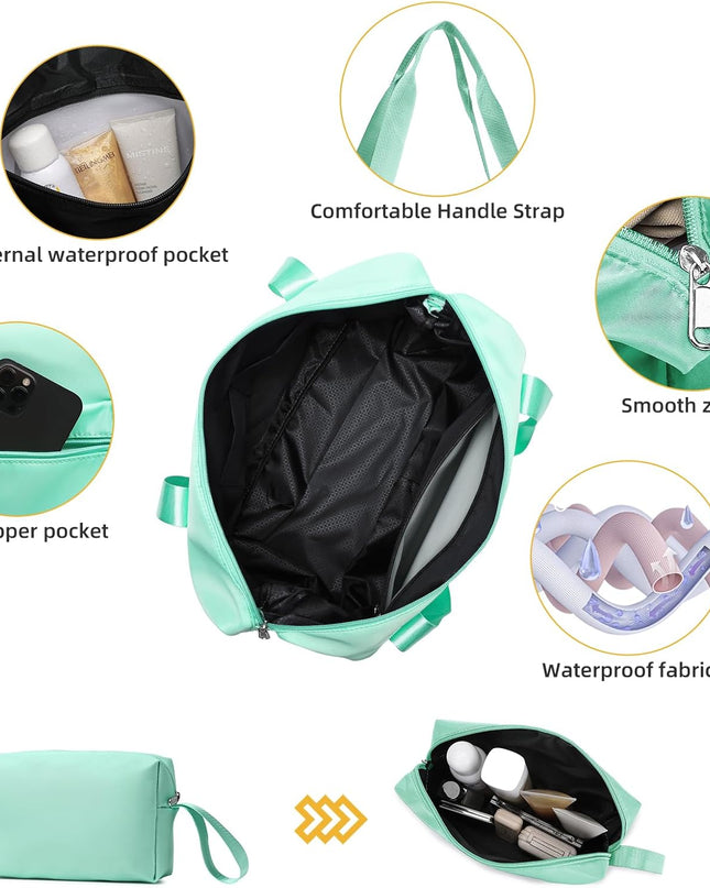 LARVENDER Luggage Sets 5 Piece with Duffel Bag Expandable(Only 28 inch) Hardside PP Carry On Luggage with 360° Spinner Wheels TSA Lock Luggage Sets for Women, Seafoam Green