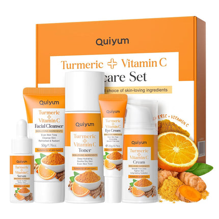 Turmeric Vitamin C Skin Care Set, 5PCS Beauty Routine for Women