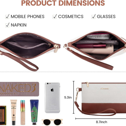 LOVEVOOK Laptop Tote Bag for Women 15.6 Inch Canvas Work Bag with Clutch Purse, Large Capacity Lightweight Computer Bag, Waterproof Briefcase Shoulder Handbag, Ideal for Work, Travel, Office