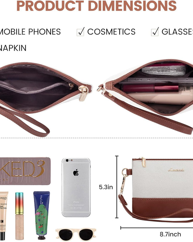 LOVEVOOK Laptop Tote Bag for Women 15.6 Inch Canvas Work Bag with Clutch Purse, Large Capacity Lightweight Computer Bag, Waterproof Briefcase Shoulder Handbag, Ideal for Work, Travel, Office