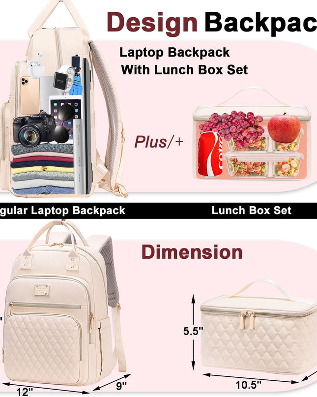 Weitars Lunch Backpack for Women,15.6 Inch Laptop Backpacks Travel Backpack for Women,Work Back pack,Teacher Nurse Back pack Insulated Lunch Bookbag Cooler Backpacks