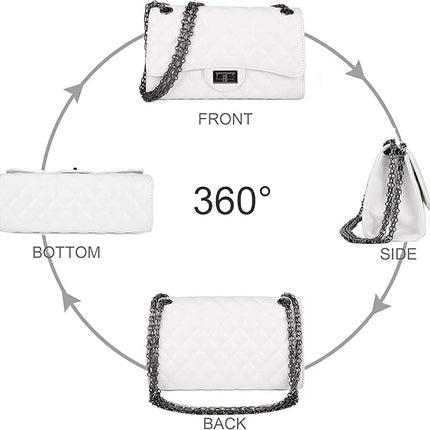 Gladdon Quilted Leather Crossbody Purse for Women Trendy Ladies Shoulder Bag with Chain Designer Purses