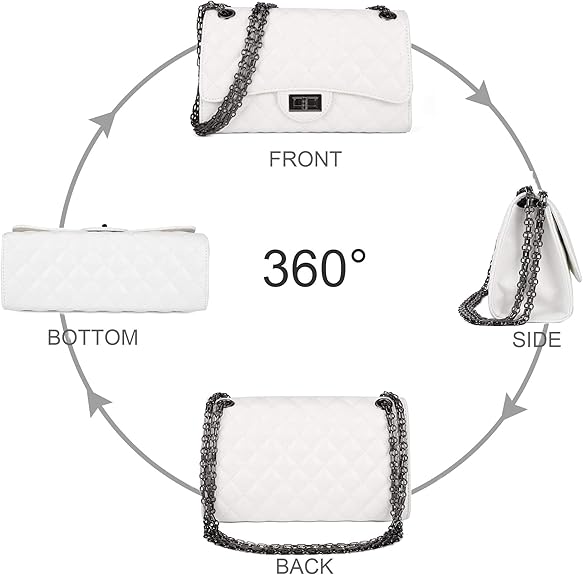 Gladdon Quilted Leather Crossbody Purse for Women Trendy Ladies Shoulder Bag with Chain Designer Purses