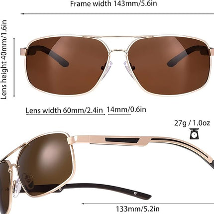 The Fresh Classic Retro Metal Frame Polarized Sunglasses Rectangular Sun Glasses