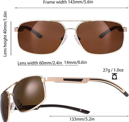 The Fresh Classic Retro Metal Frame Polarized Sunglasses Rectangular Sun Glasses