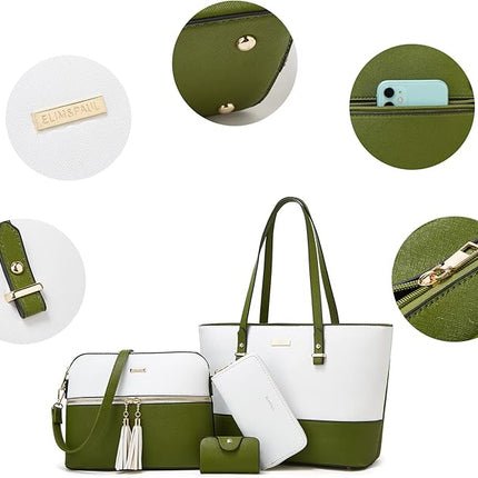 Women Fashion Handbags Wallet Tote Bag Shoulder Bag Top Handle Satchel Purse Set 4pcs