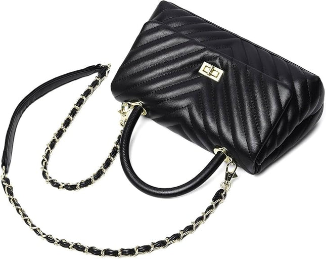 ER.Roulour Quilted Crossbody Bags for Women, Trendy Roomy Shoulder Handbags with Flap Gold Hardware Chain Purses Shoulder Bag