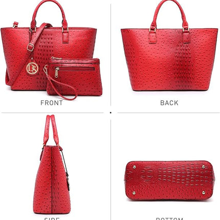Dasein Women Satchel Purse Handbag Shoulder Bag Work Tote Bag with Matching Clutch