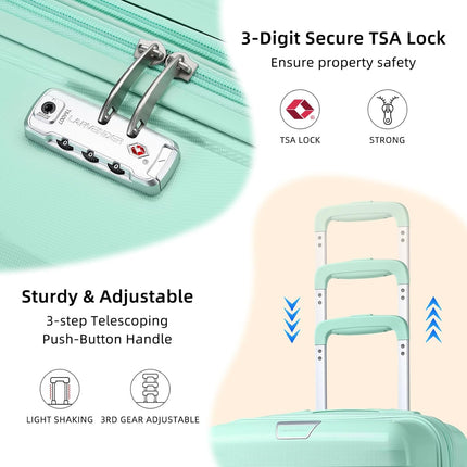 LARVENDER Luggage Sets 5 Piece with Duffel Bag Expandable(Only 28 inch) Hardside PP Carry On Luggage with 360° Spinner Wheels TSA Lock Luggage Sets for Women, Seafoam Green