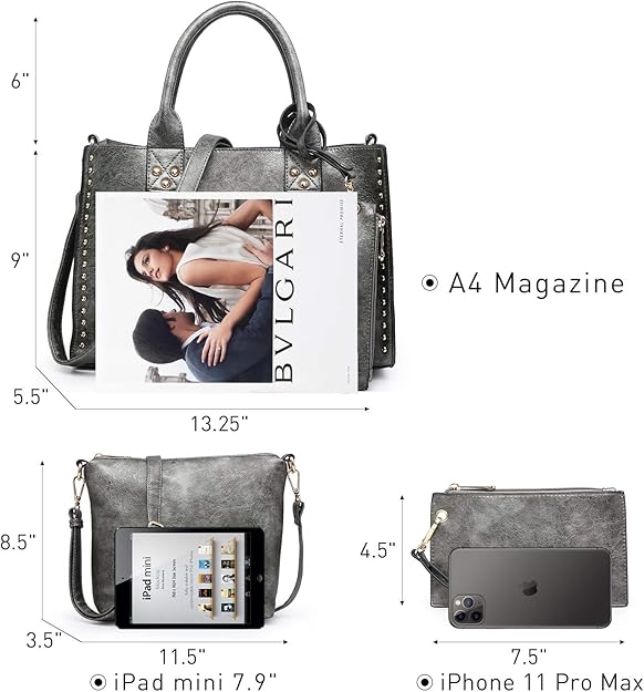 Dasein Purses Handbags for Women Tote Bags Wallet Set Top Handle Satchel Shoulder Bags Hobo Bag 3pcs