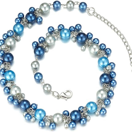 Beaded Pearl Necklace - Elegant Pearl Choker Necklaces for Women Fashion Jewelry Birthday Gift for Mom