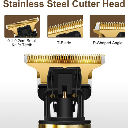 YOGINGO Professional Hair Trimmer for Men, Cordless Rechargeable Beard Trimmer Hair Clippers for Men, Metal Body Cutting Grooming Kit, Beard Shaver Barbershop, Bronze