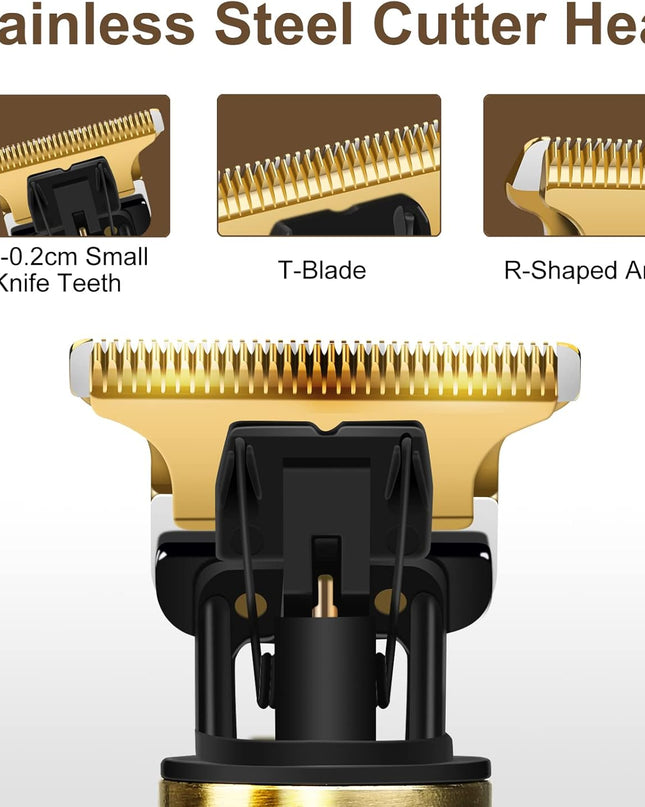 YOGINGO Professional Hair Trimmer for Men, Cordless Rechargeable Beard Trimmer Hair Clippers for Men, Metal Body Cutting Grooming Kit, Beard Shaver Barbershop, Bronze