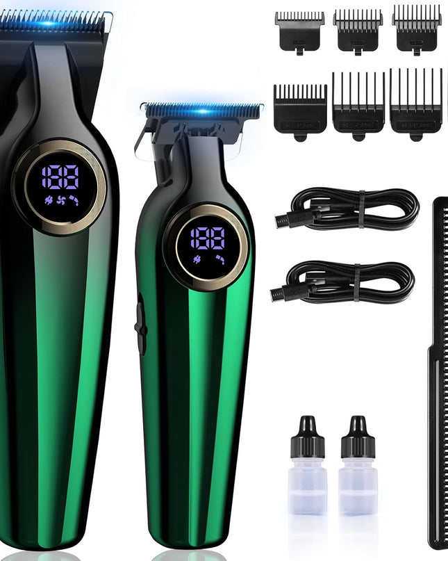 BILLAR Professional Hair Clipper for Men Hair Cutting Kit Men's Beard Trimmer Hair Trimmer Shaver Cordless Barber Clippers and Trimmers（Green）
