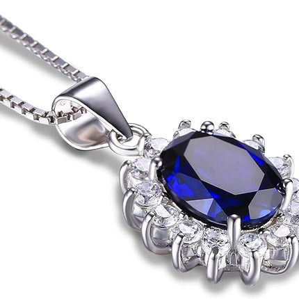 JewelryPalace Princess Diana Kate Middleton Natural Amethyst Citrine Garnet Peridot Topaz Created Ruby Sapphire Simulated Emerald Pendant Necklace for Women, 925 Sterling Silver Gemstone Jewelry Set