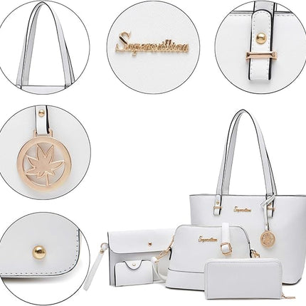Soperwillton Handbag for Women Wallet Tote Bag Shoulder Bags Top Handle Satchel 5pcs Purse Set