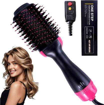 4-in-1 Hair Dryer Brush - Ionic Ceramic Titanium Brush Blow Dryer Hot Air Styler for Frizz-Free Blowouts, Salon Volumizer & Straightener with ALCI Safety Plug, 3 Heat Settings Hot Air Styler
