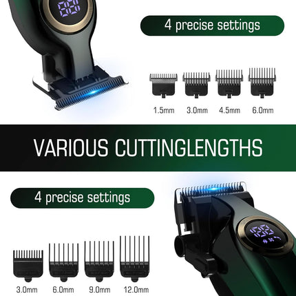 BILLAR Professional Hair Clipper for Men Hair Cutting Kit Men's Beard Trimmer Hair Trimmer Shaver Cordless Barber Clippers and Trimmers（Green）