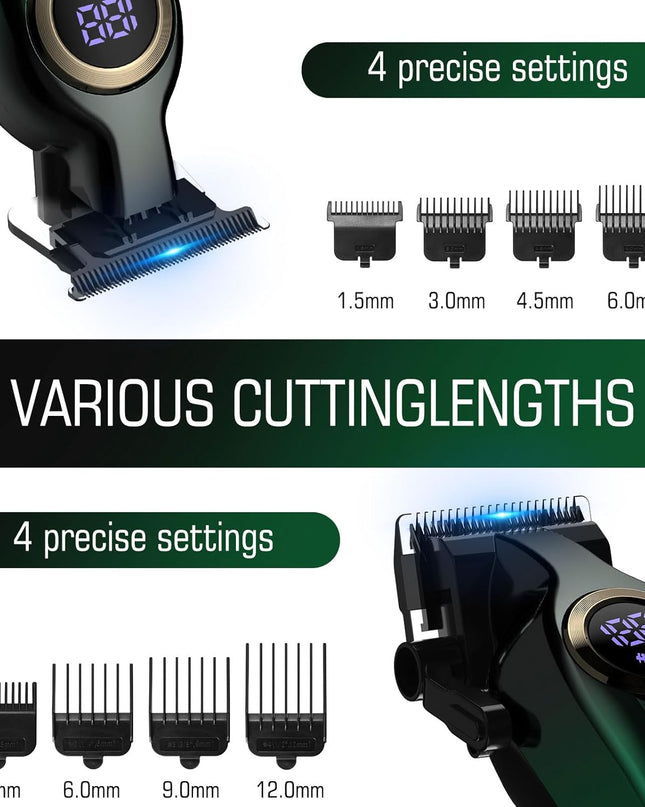 BILLAR Professional Hair Clipper for Men Hair Cutting Kit Men's Beard Trimmer Hair Trimmer Shaver Cordless Barber Clippers and Trimmers（Green）