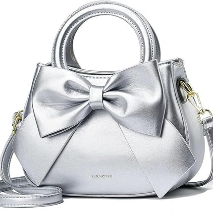 Bow Patent Leather Purse for Women Shoulder Handbag Crossbody Bag Satchel Clutch