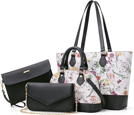 4PCS Women Fashion Handbags Purses Wallet Tote Shoulder Bags Casual Crossbody Bags, Best Valentine's Day Gift for Ladies Girls, Satchel Purse Set 4pcs